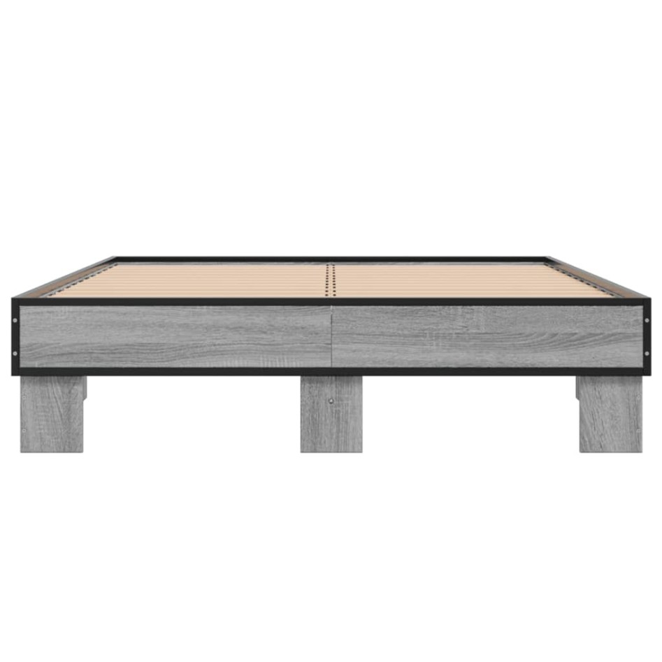 Estructura cama madera ingeniería metal gris Sonoma 120x190