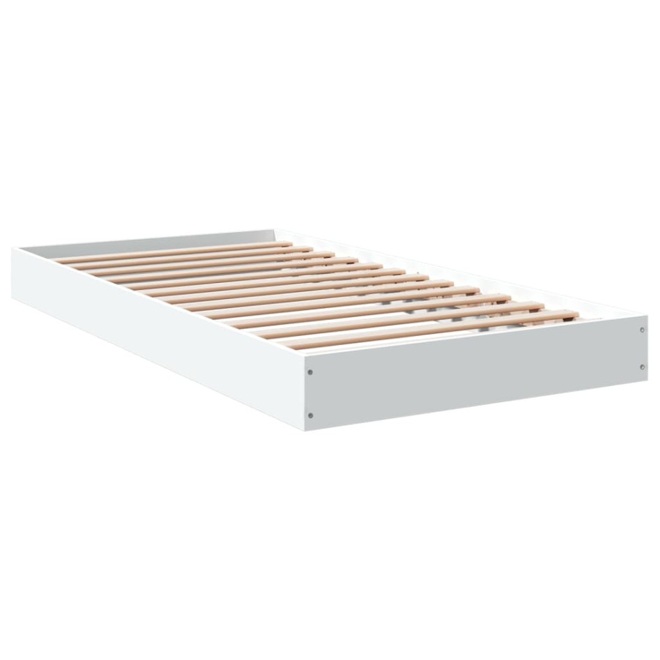 Estructura de cama madera de ingeniería blanca 100x200