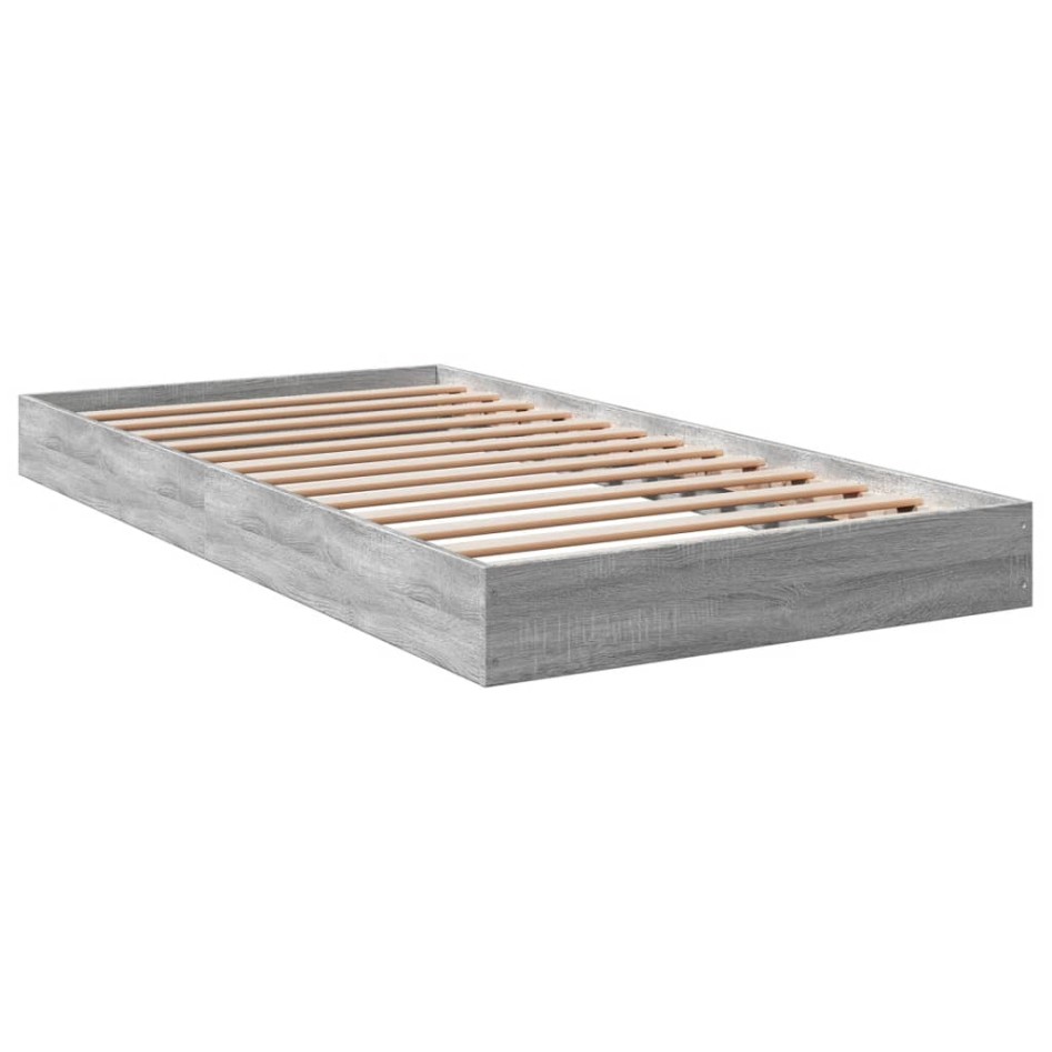 Estructura de cama madera de ingeniería gris Sonoma 100x200