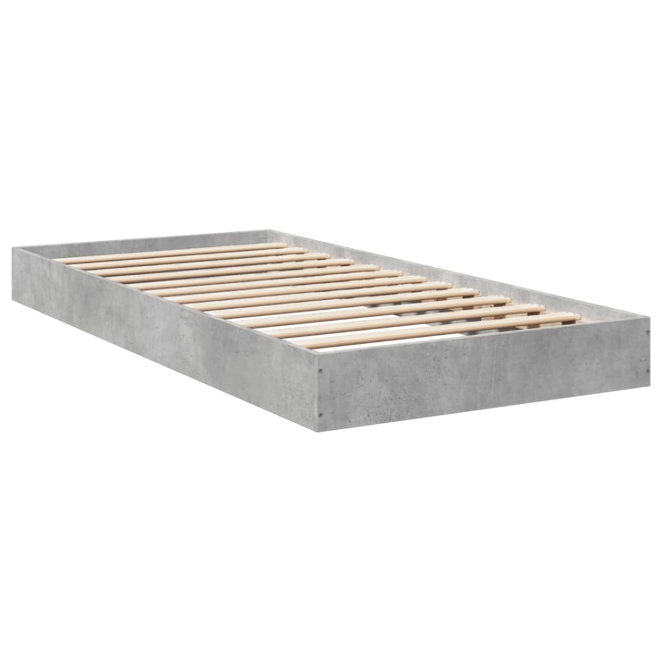 Estructura de cama madera de ingeniería gris hormigón 75x190