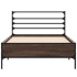 Estructura cama madera ingeniería metal roble marrón 75x190