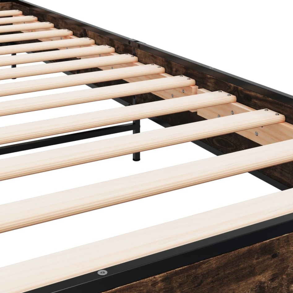 Estructura cama madera ingeniería metal roble humo 75x190