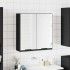 Armario de baño con espejo madera ingeniería negro 64x20x67