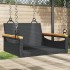 Banco columpio de ratán sintético negro 63x62x40
