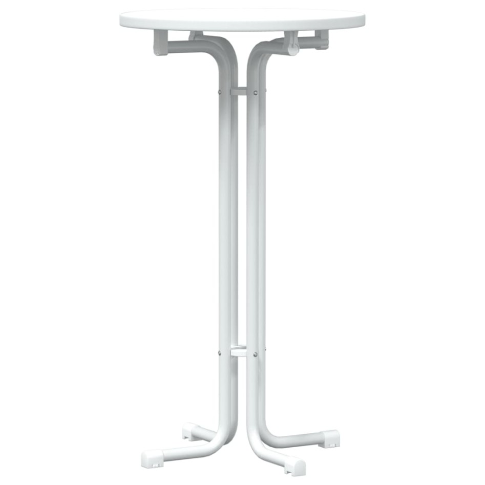 Mesa alta de comedor madera ingeniería y acero blanco