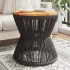 Mesa de centro base de alambre madera acacia negro Ø 45x44