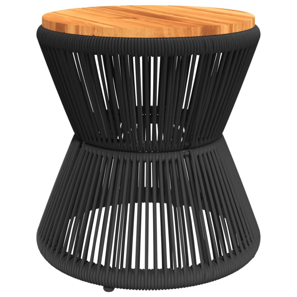 Mesa de centro base de alambre madera acacia negro Ø 45x44