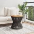 Mesa de centro base de alambre madera acacia negro Ø 45x44