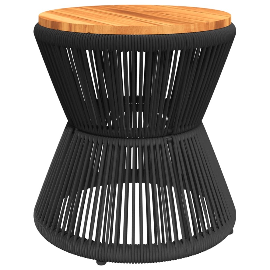 Mesa de centro base de alambre madera acacia negro Ø 45x44