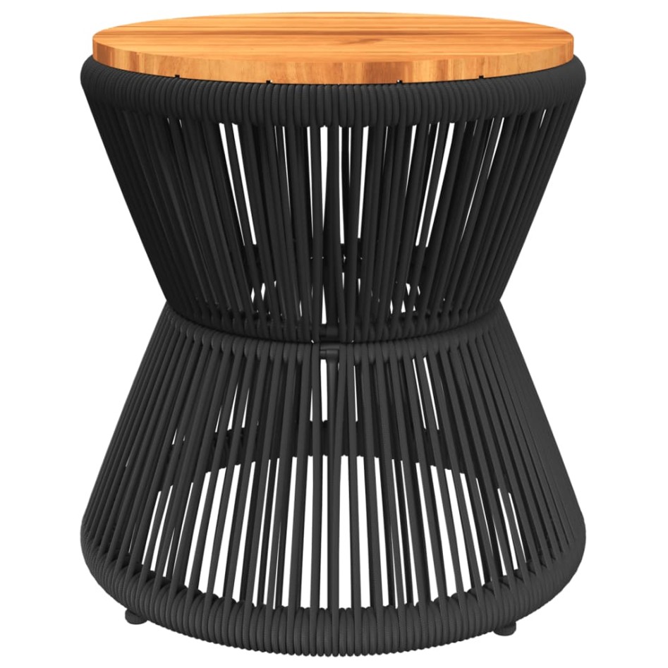 Mesa de centro base de alambre madera acacia negro Ø 45x44