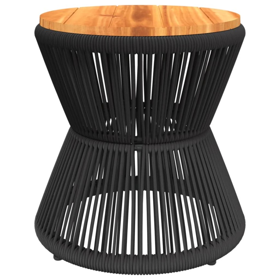 Mesa de centro base de alambre madera acacia negro Ø 45x44