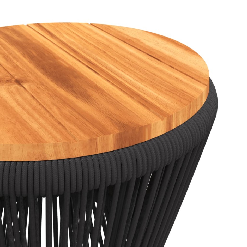 Mesa de centro base de alambre madera acacia negro Ø 45x44