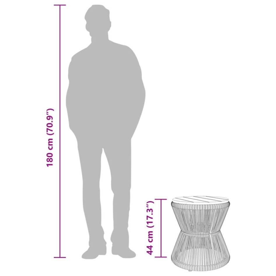 Mesa de centro base de alambre madera acacia negro Ø 45x44