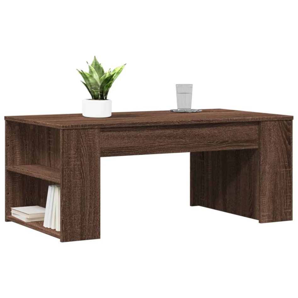 Mesa de centro madera de ingeniería marrón roble 102x55x42