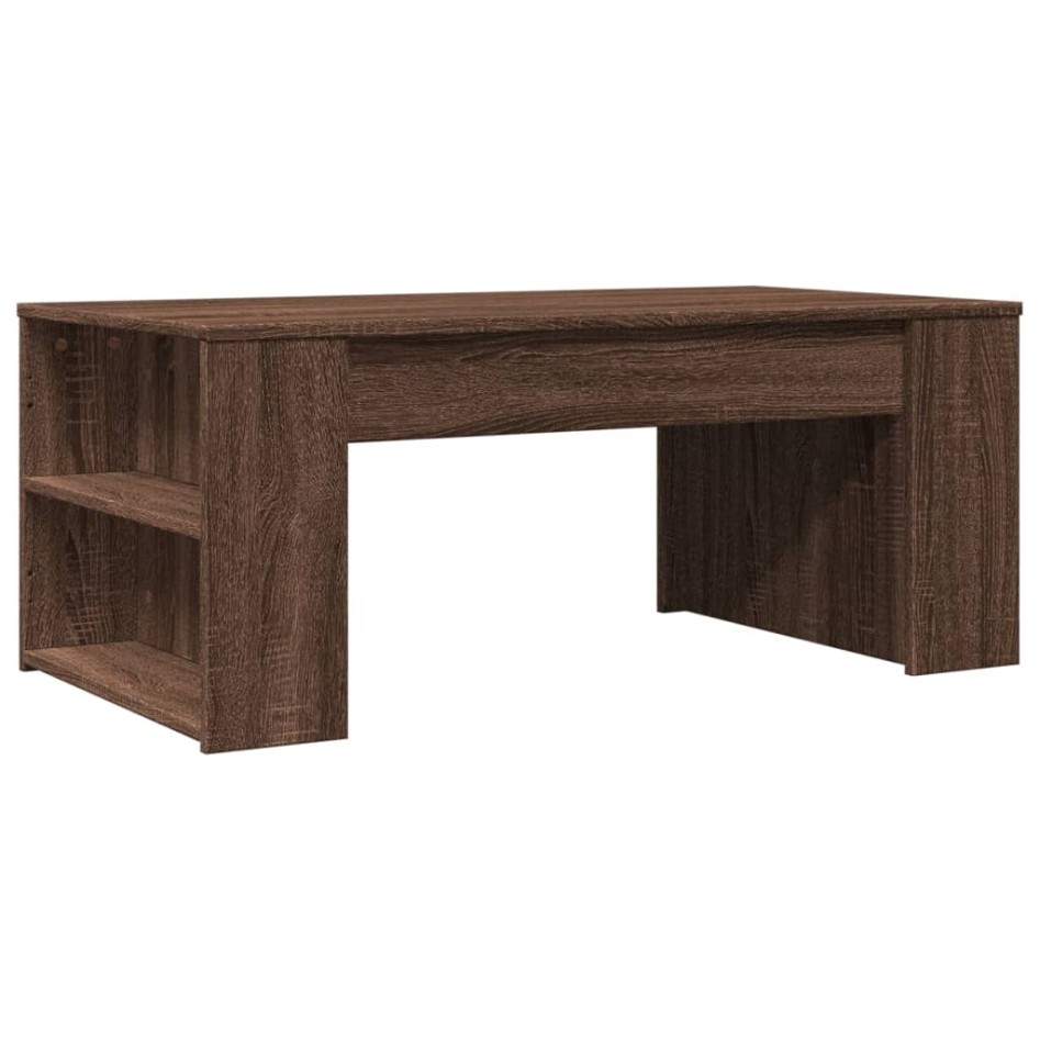 Mesa de centro madera de ingeniería marrón roble 102x55x42