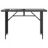 Mesa de jardín superficie de vidrio ratán PE negro 110x68x70