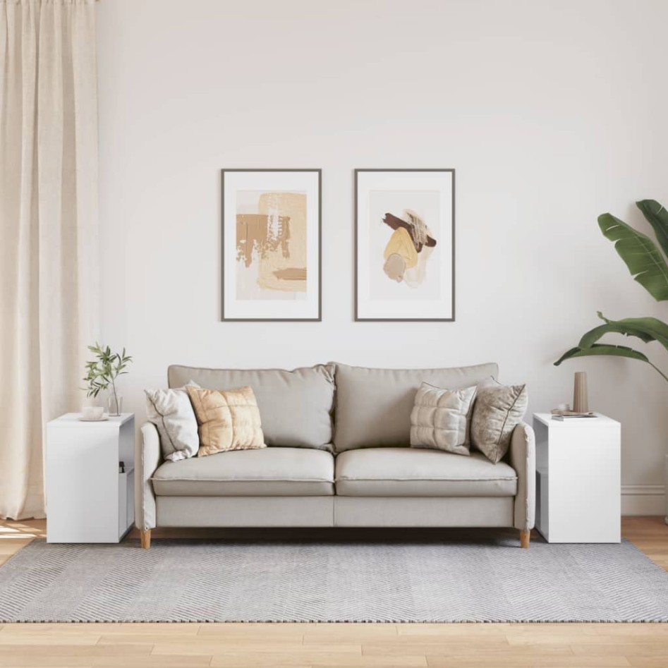 Mesas auxiliares 2 uds madera de ingeniería blanco 50x30x50