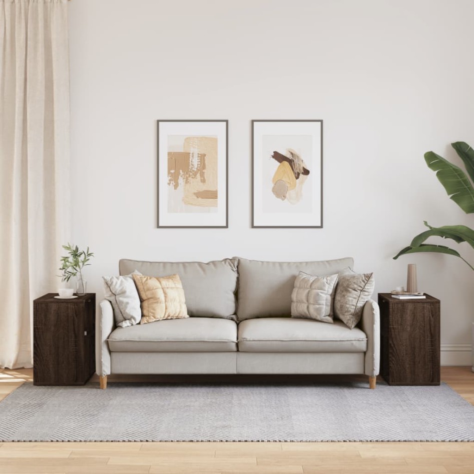 Mesa auxiliar 2 uds madera ingeniería marrón roble 50x30x50