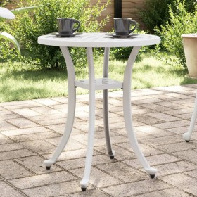 Mesa de jardín aluminio fundido blanco Ø48x53