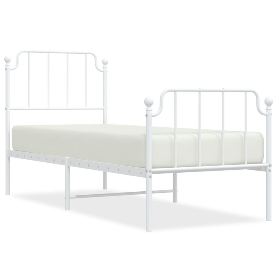 Estructura cama sin colchón con estribo metal blanco 75x190