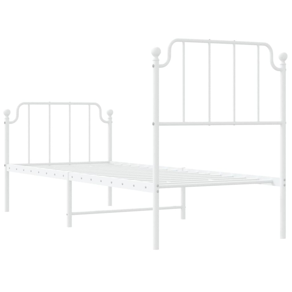 Estructura cama sin colchón con estribo metal blanco 75x190