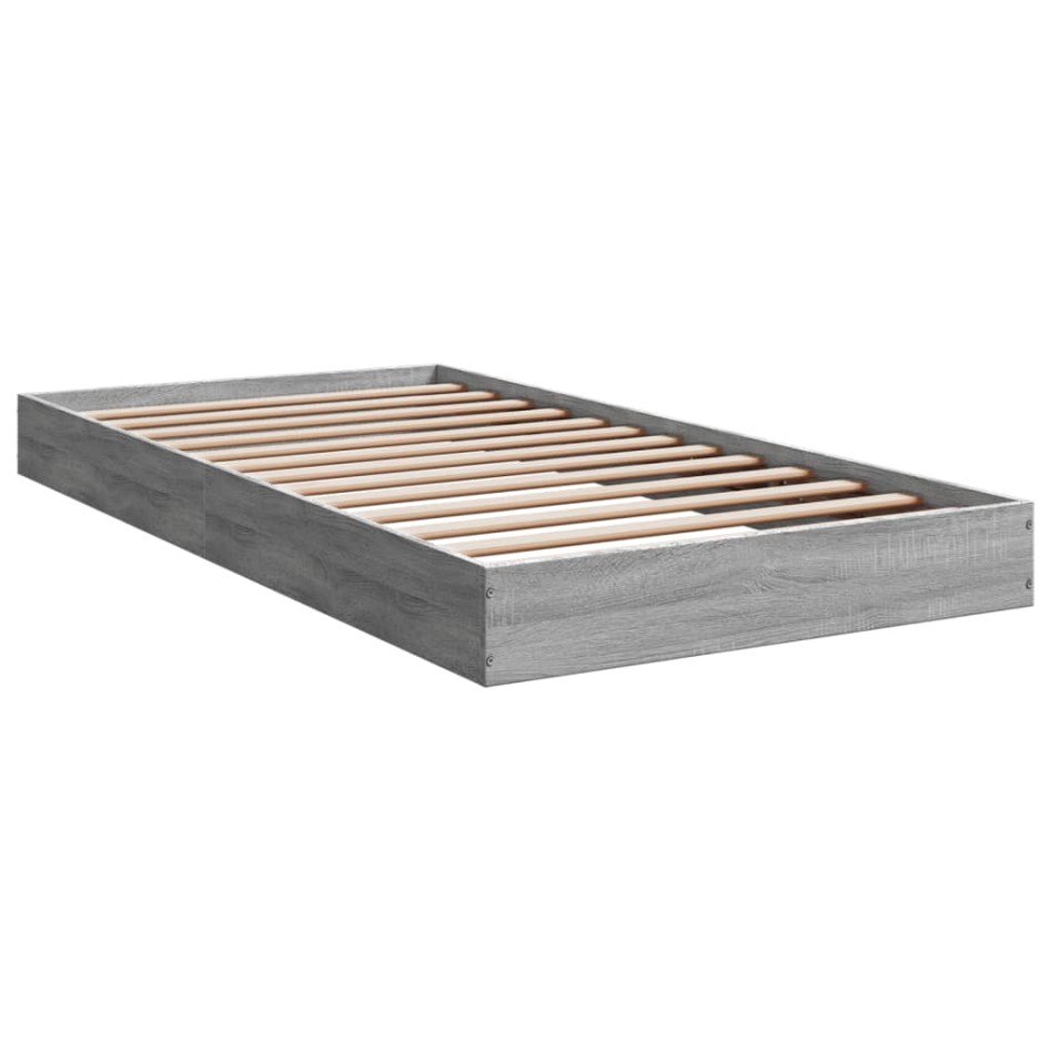 Estructura de cama madera de ingeniería gris Sonoma 90x190