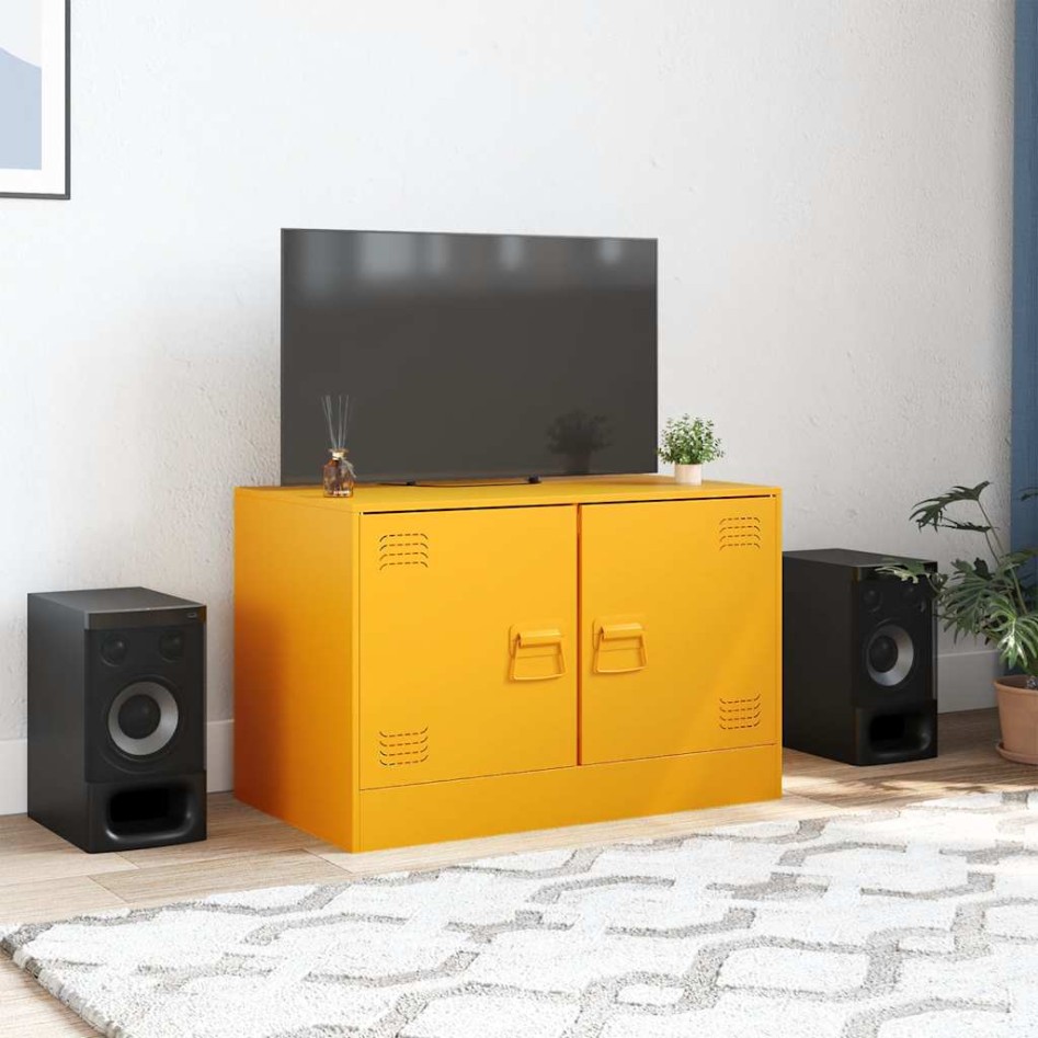 Mueble para TV de acero amarillo mostaza 67x39x44
