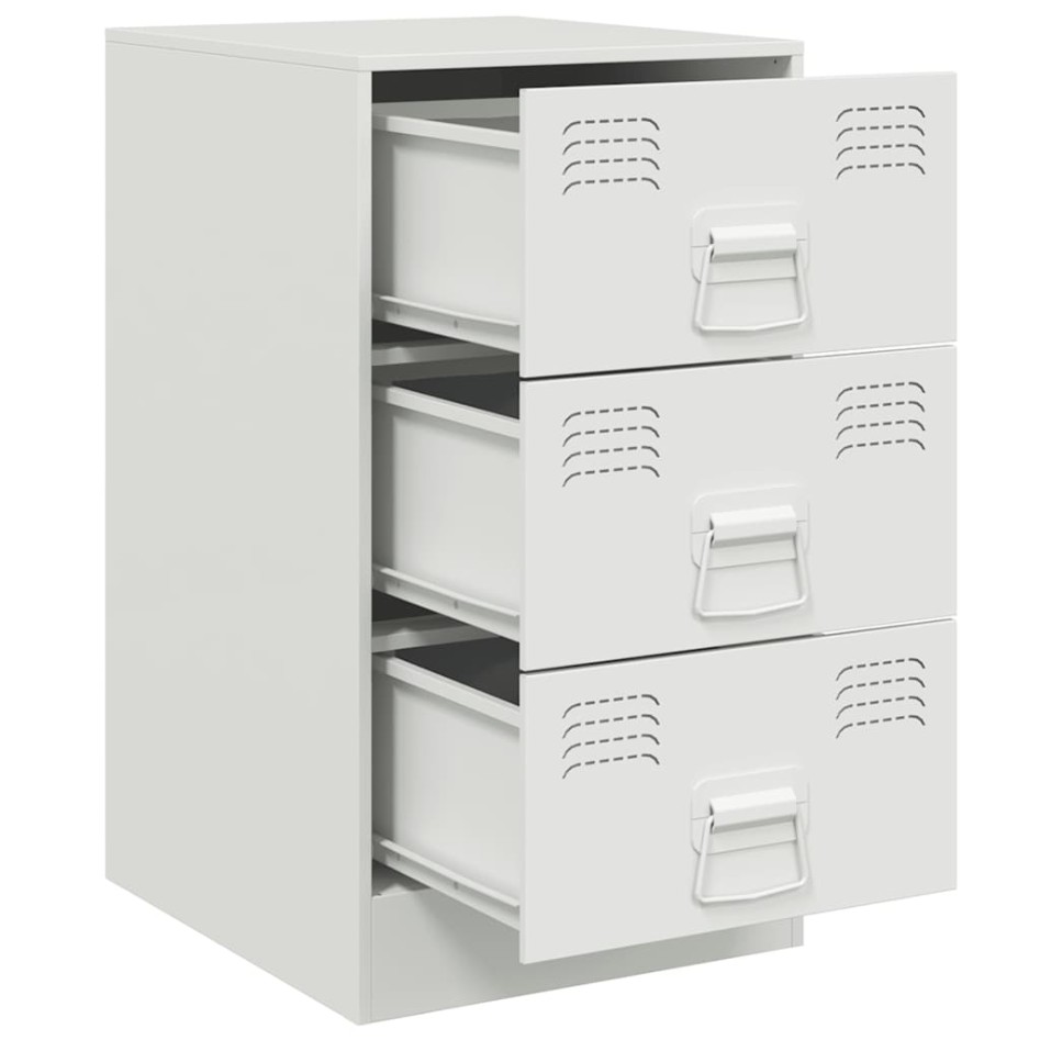 Mesita de noche acero blanco 34,5x39x62