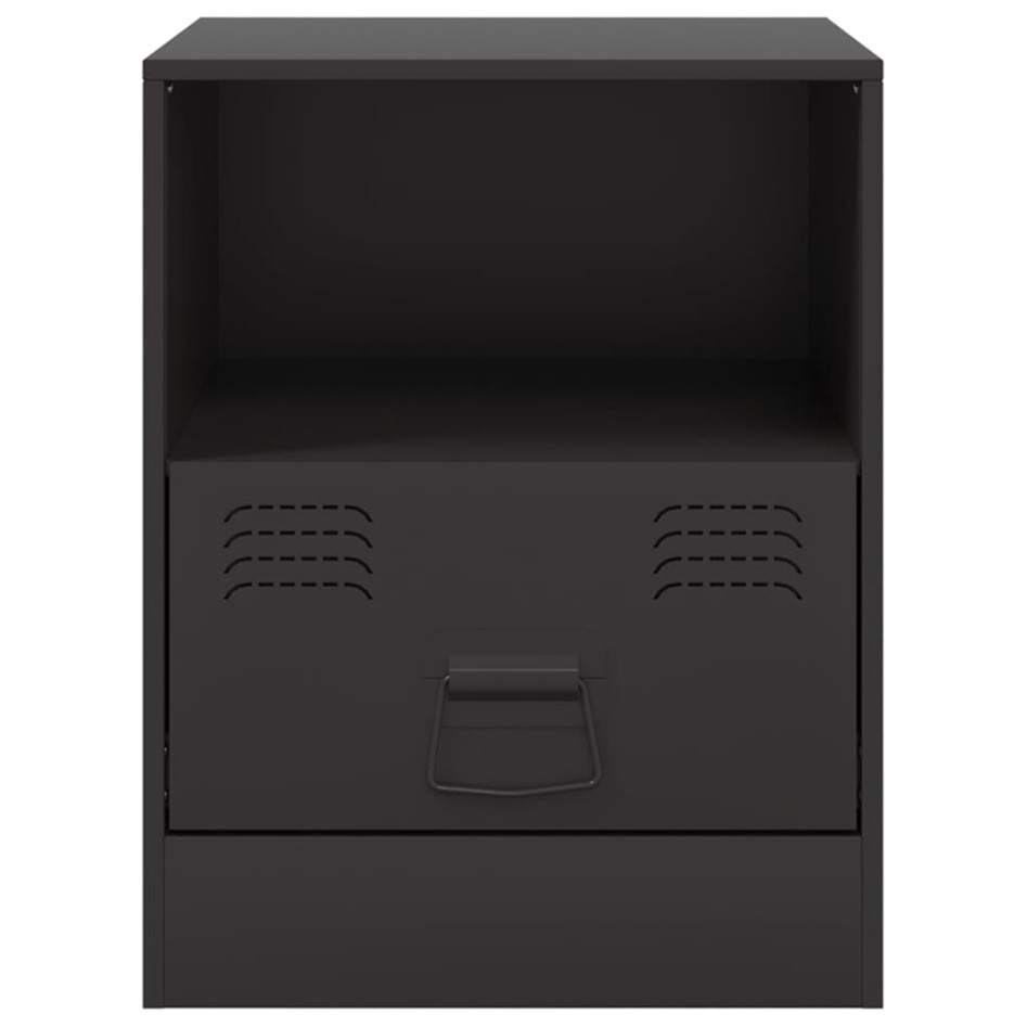 Mesita de noche acero negra 34,5x39x44