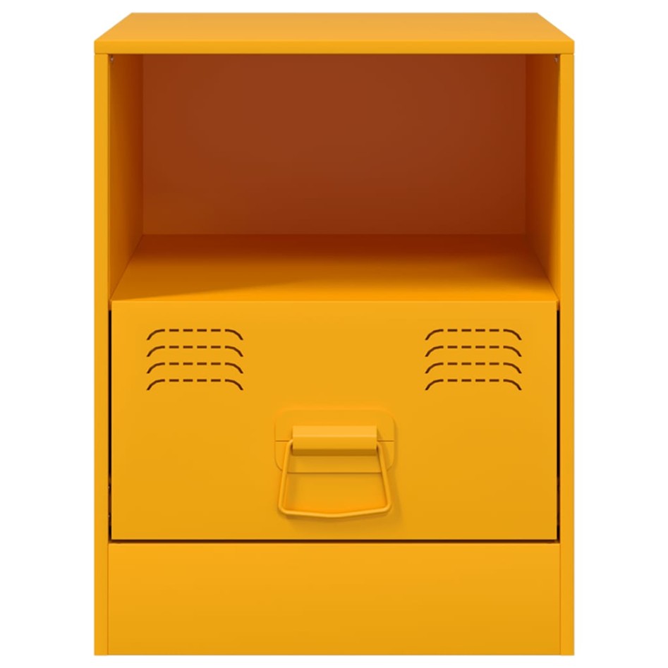 Mesitas de noche 2 uds acero amarillo mostaza 34,5x39x44