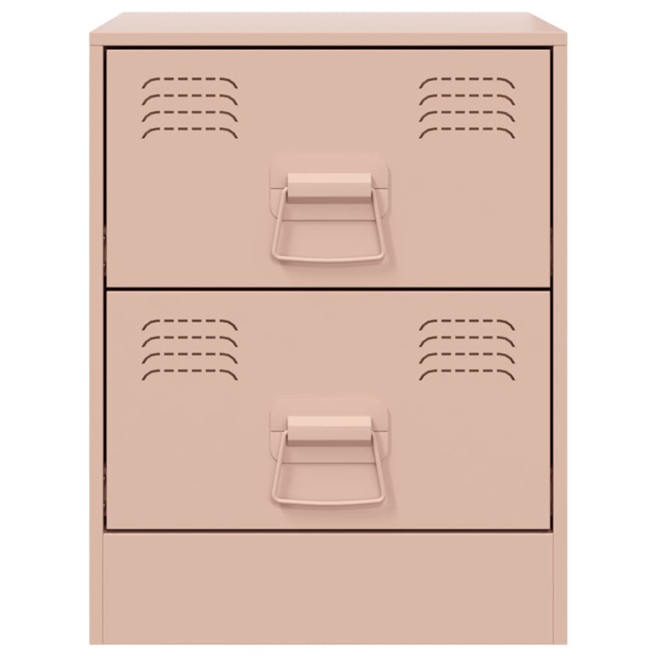 Mesita de noche acero rosa 34,5x39x44