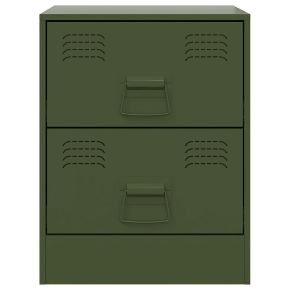 Mesitas de noche 2 unidades acero verde 34,5x39x44