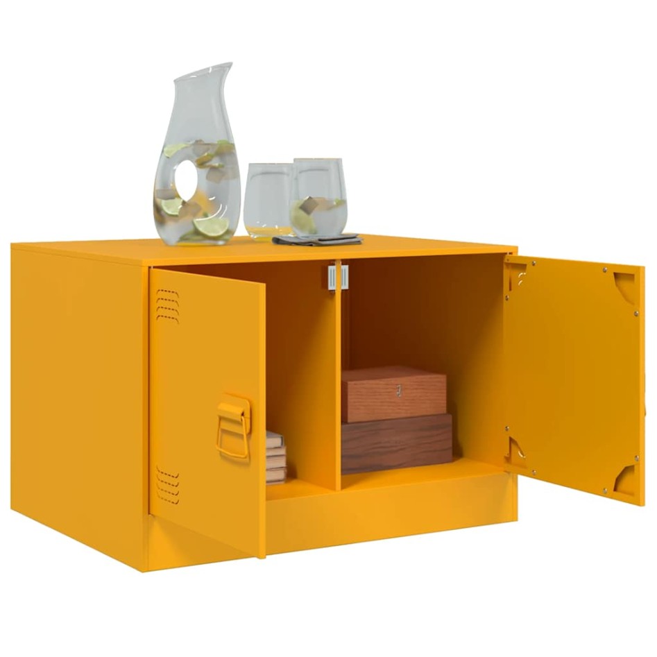 Mesa de centro de acero amarillo mostaza 67x50x44