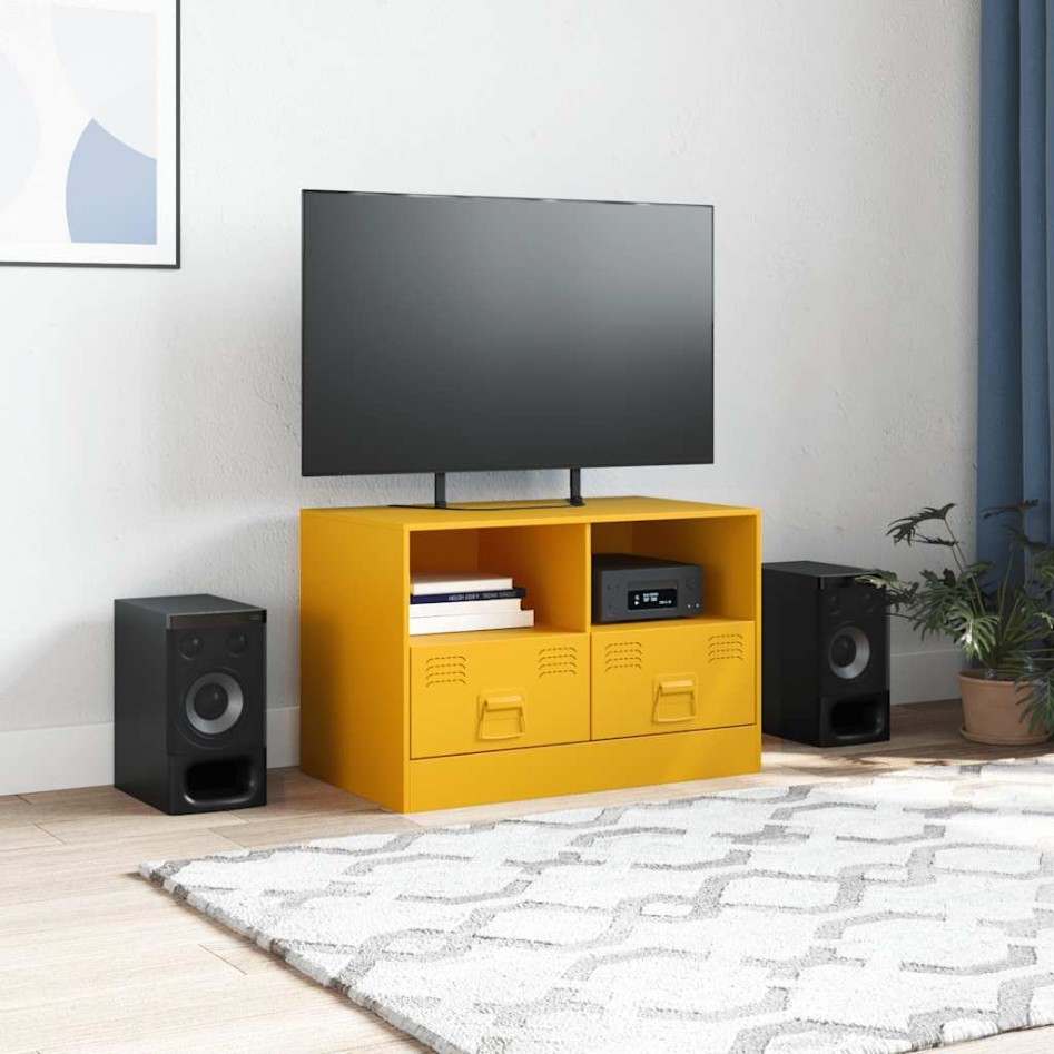 Mueble para TV de acero amarillo mostaza 67x39x44