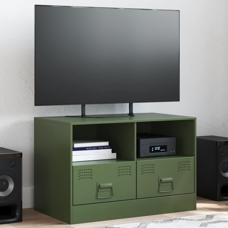 Mueble para TV de acero verde oliva 67x39x44
