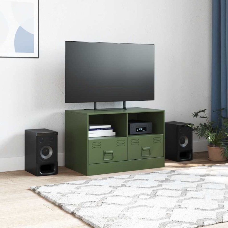 Mueble para TV de acero verde oliva 67x39x44