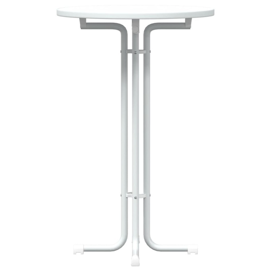 Mesa alta de comedor madera ingeniería y acero blanco