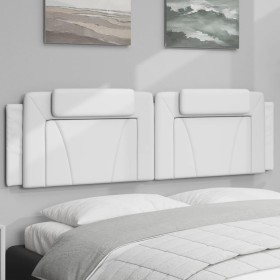 Cabecero de cama acolchado cuero sintético blanco 180