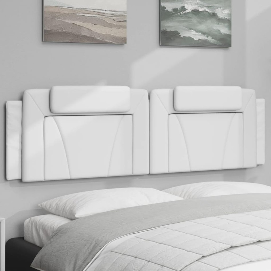 Cabecero de cama acolchado cuero sintético blanco 180