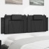 Cabecero de cama acolchado cuero sintético negro 160