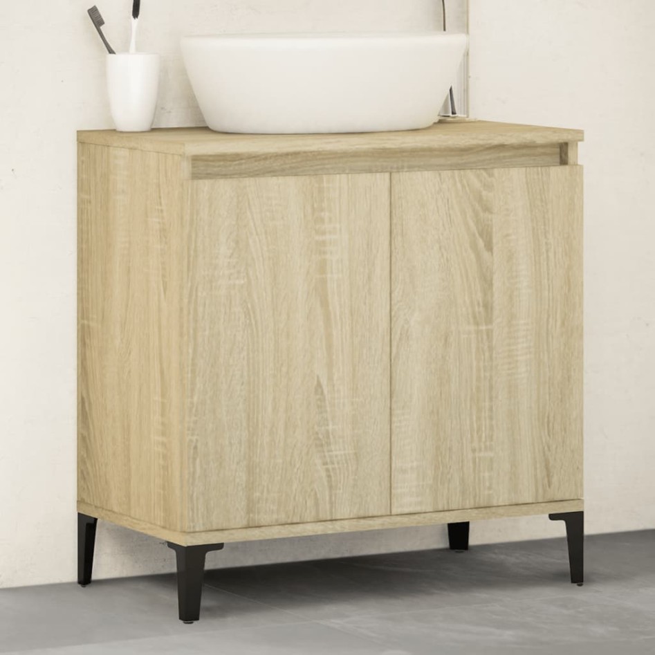 Armario de lavabo madera contrachapada roble Sonoma 58x33x60