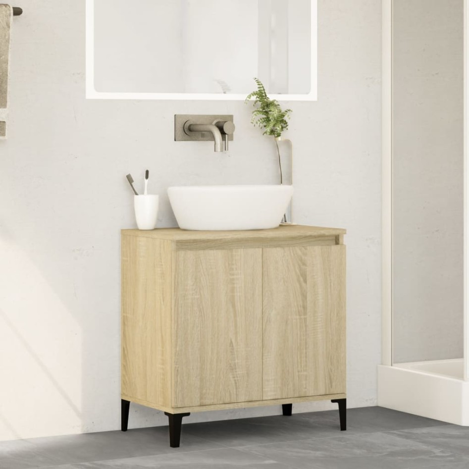 Armario de lavabo madera contrachapada roble Sonoma 58x33x60