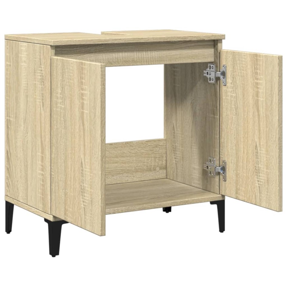 Armario de lavabo madera contrachapada roble Sonoma 58x33x60
