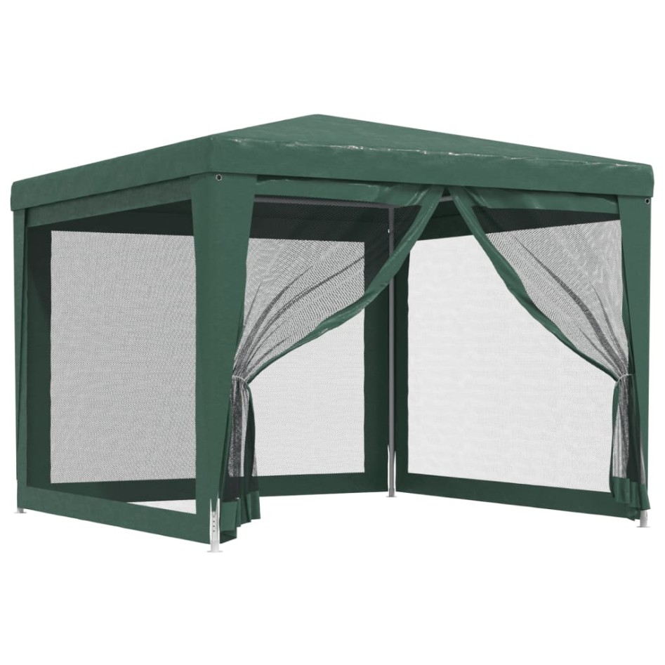 Carpa para fiestas con 4 paredes de malla HDPE verde 3x3
