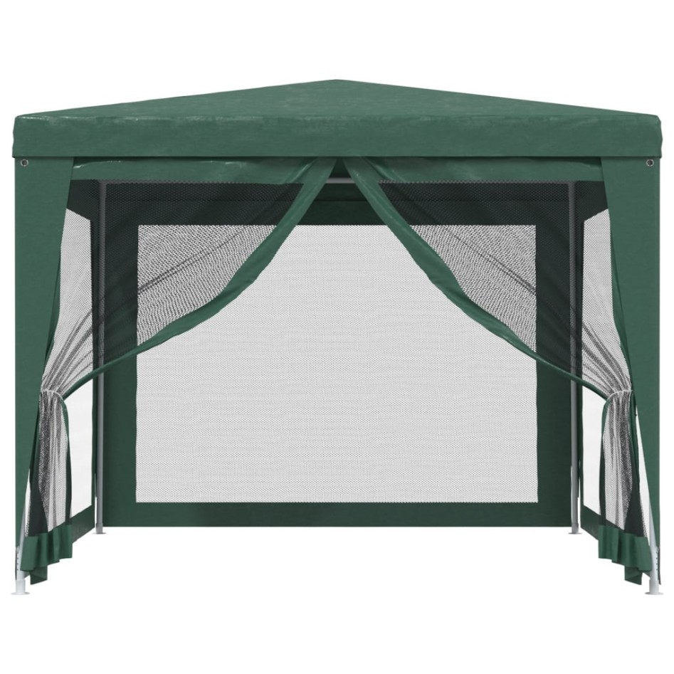 Carpa para fiestas con 4 paredes de malla HDPE verde 3x3