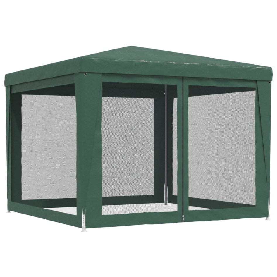 Carpa para fiestas con 4 paredes de malla HDPE verde 3x3