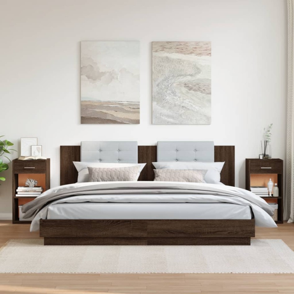 Mesitas noche 2 uds madera ingeniería marrón roble 35x34x65