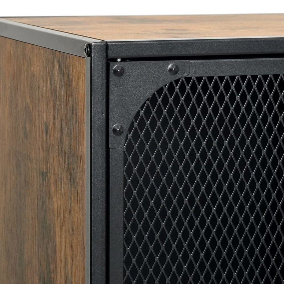 Armarios de almacenaje 2 uds metal y MDF marrón