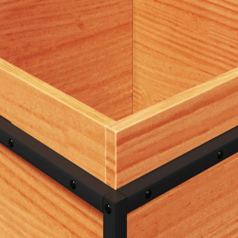 Jardinera de madera maciza pino marrón cera 40x40x50