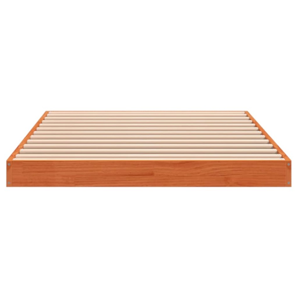 Estructura de cama madera maciza pino marrón cera 100x200